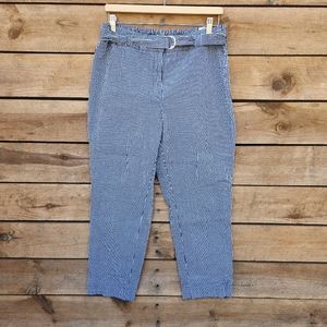 🔥Anne Klein Blue and White Striped Slim Ankle Pants, Size: 14